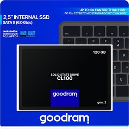 Goodram 120 GB SSD Disk CL100 2.5'' Sata lll (6.0 Gb/s) Gen 2. 485 Mb/s 380 Mb/s SSDPR-CL100-120-G2