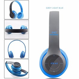 P47 WİRELESS BLUETOOTH KABLOSUZ KULAKLIK MP3 EXTRA BASS FM RADYO (Mavi)