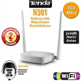 Tenda N300 N301 Easy Setup 4Port WiFi-N 300Mbps 2 Anten Acces Point Router/AP